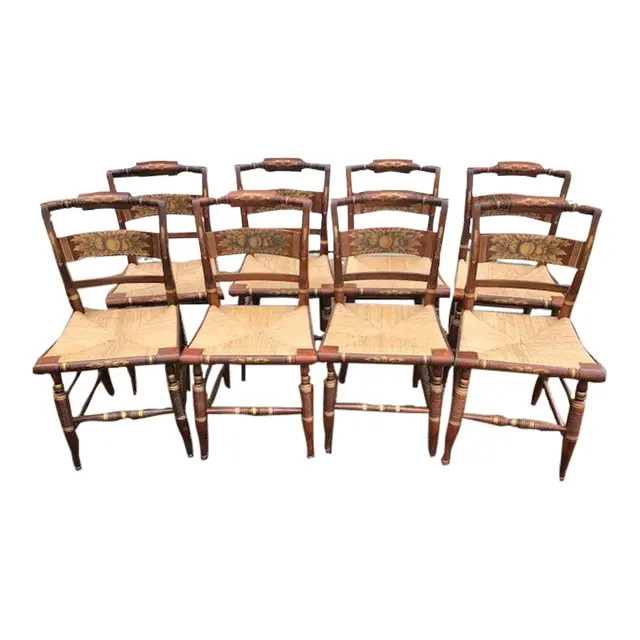 Signed Hitchcock Dining Chairs - Set of 8 | Chairish
