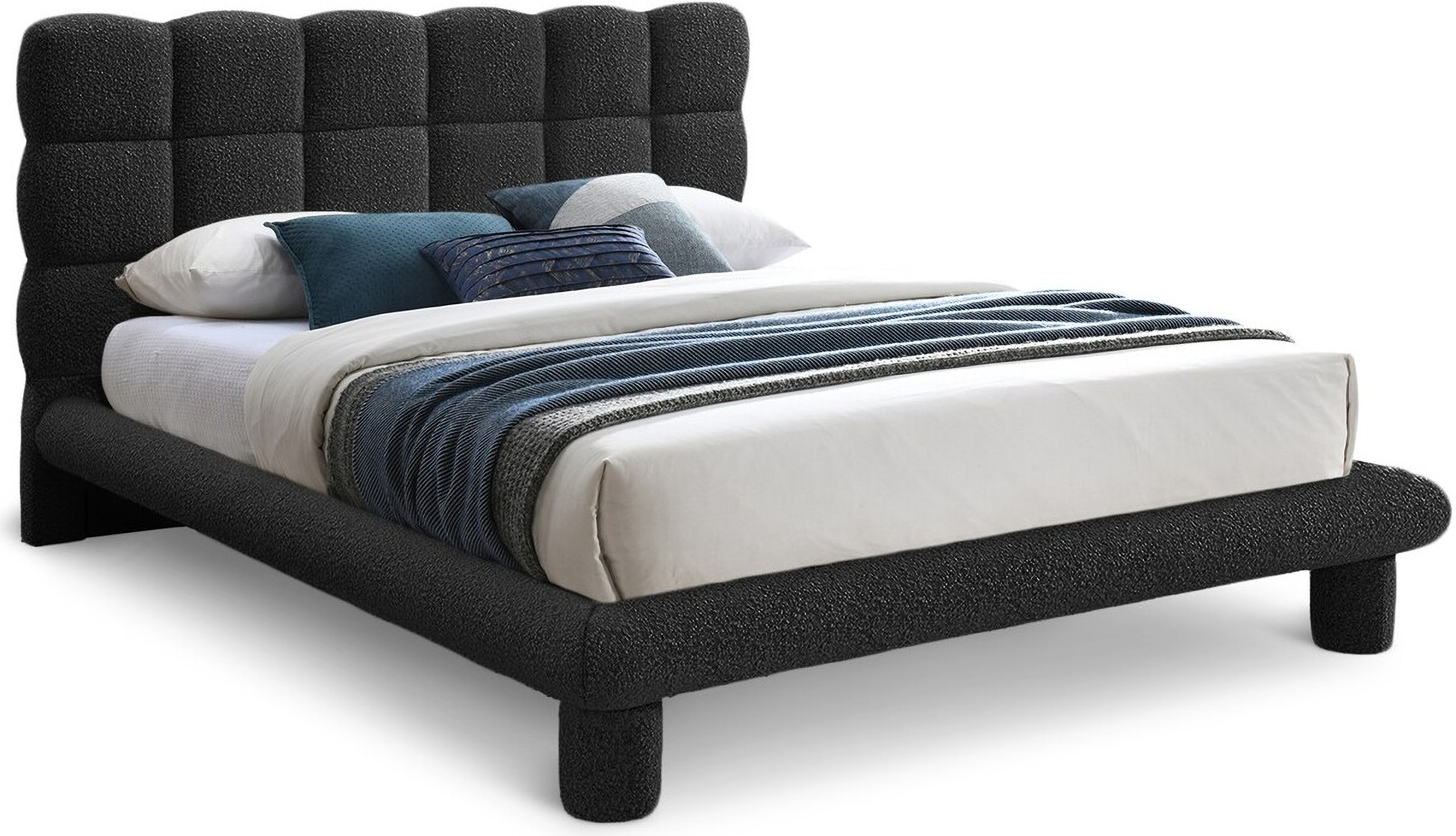 Deco Boucle Fabric King Bed In Black | 1stopbedrooms