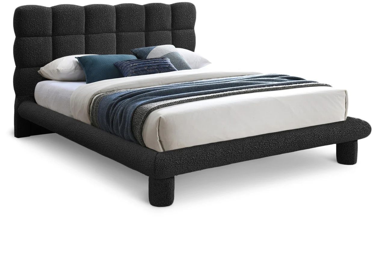 Deco Boucle Fabric King Bed In Black | 1stopbedrooms