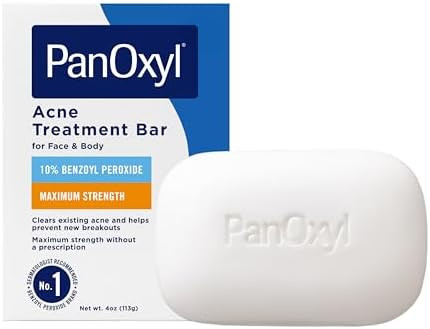 PanOxyl Acne Treatment Bar with 10% Benzoyl Peroxide, Maximum Strength Acne Bar for Face, Chest, ... | Amazon (US)