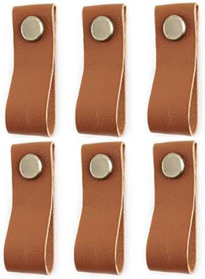 6X Handmade Leather Cabinet Wardrobe Door Handle Pulls Knob | Amazon (US)