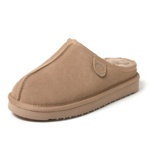 Dearfoams Women's Fireside Greta Genuine Shearling Indoor/Outdoor Clog, Driftwood, 10 | Amazon (US)