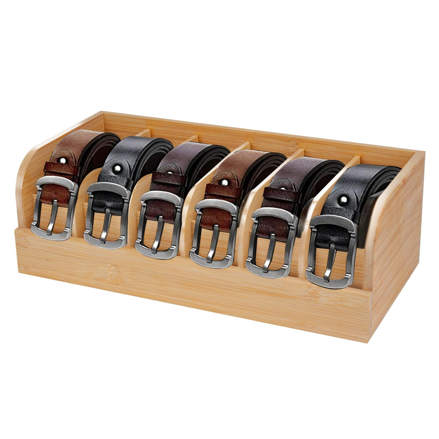 GTI Belt Organizer, 6 Compartments Belt Organizer for Closet and Drawer, Bamboo Display Case for ... | Amazon (US)