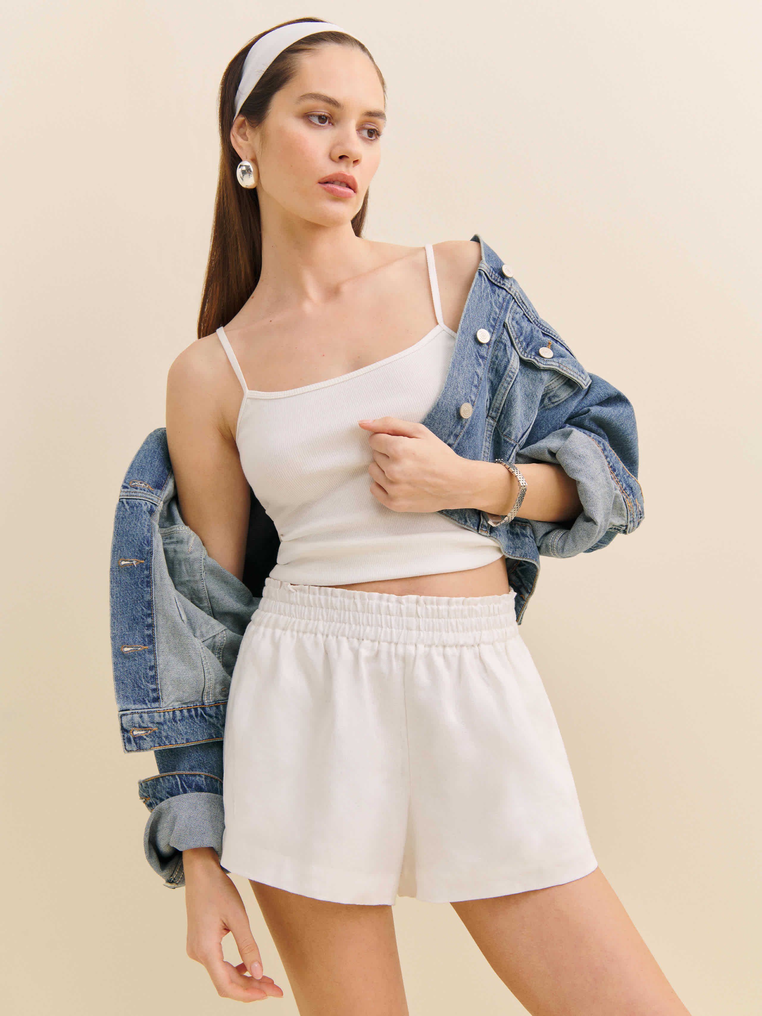 Reformation Mila Linen Short Ivory Large | Reformation (Global)