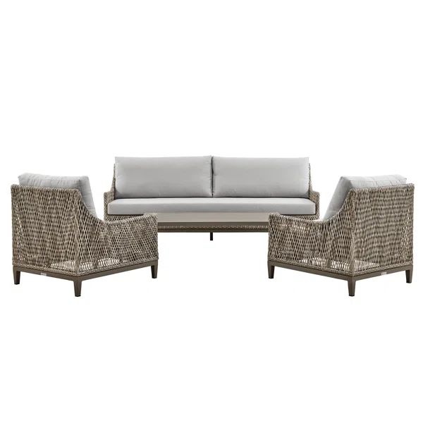 Grenada 4 Piece Outdoor Gray Fabric And Wicker Conversation Set | Wayfair North America