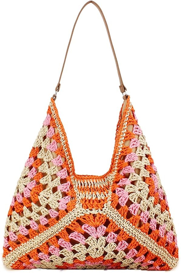 Rejolly Straw Hobo Bag for Women Tote Bag Summer Vacation Beach Handbags Boho Bohemian Style Shou... | Amazon (US)