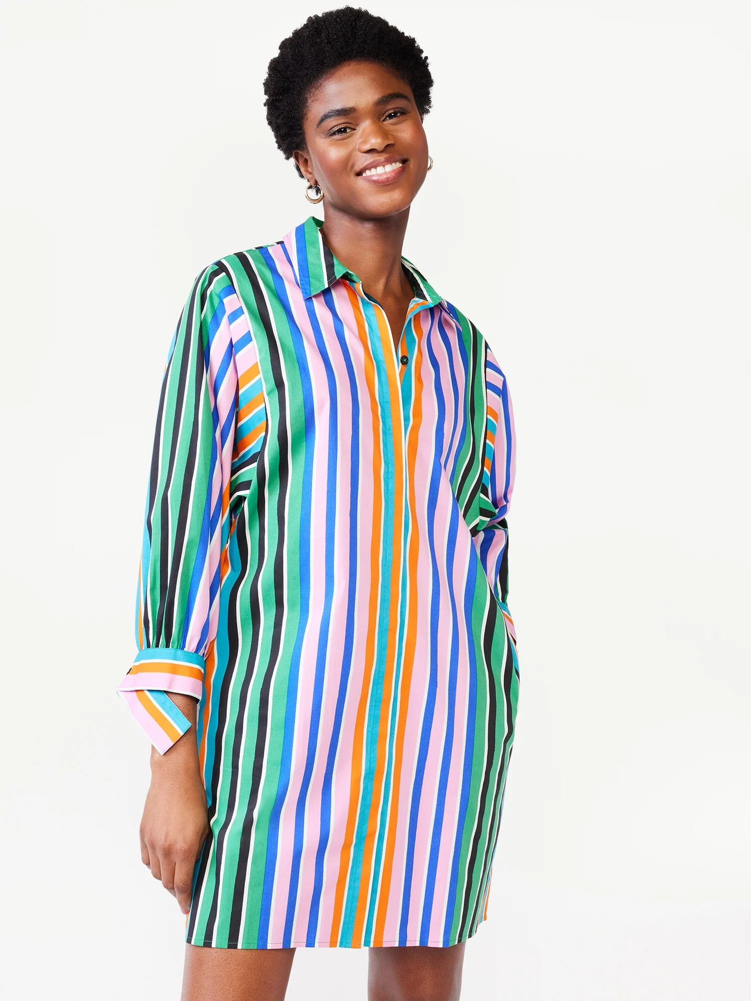 Scoop Women's Shirt Dress with Volume Sleeves | Walmart (US)