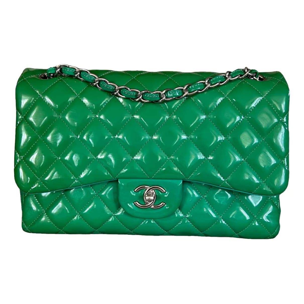 Timeless/classique patent leather handbag Chanel Green in Patent leather - 38228942 | Vestiaire Collective (Global)