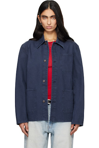 Purple Garment Washed Cotton Utility Jacket | SSENSE