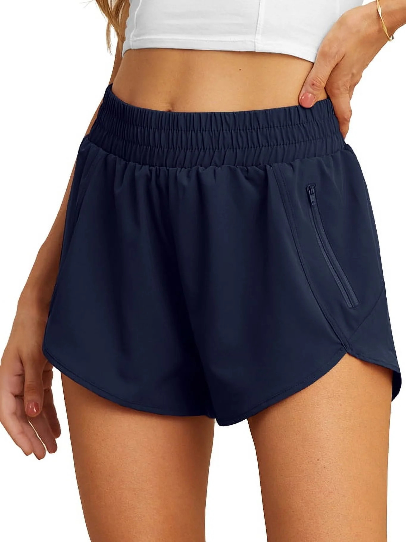 Cueply Women's Running Shorts High Waisted Athletic Gym Workout Shorts with Liner Zipper Pockets | Walmart (US)