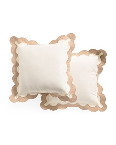 18x18 Set Of 2 Scalloped Pillows | TJ Maxx