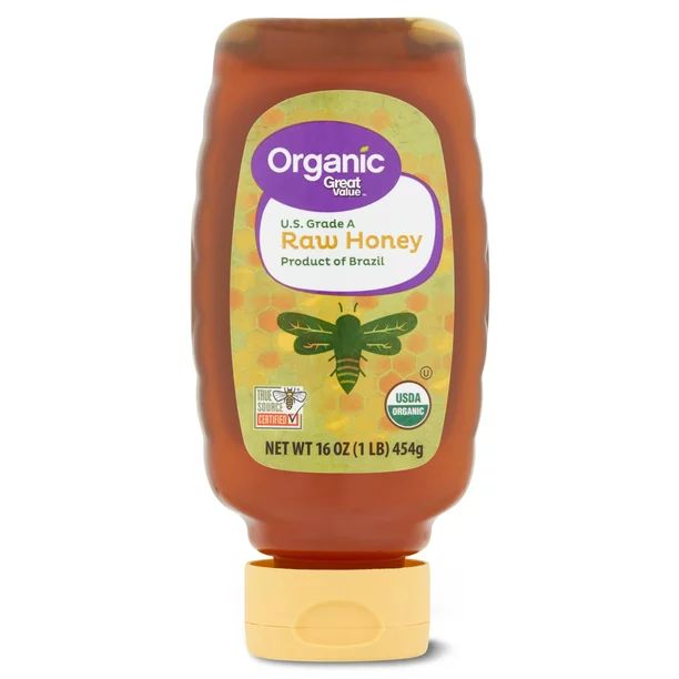 Great Value Organic Strained Raw Honey, 16 oz Inverted Plastic Bottle - Walmart.com | Walmart (US)