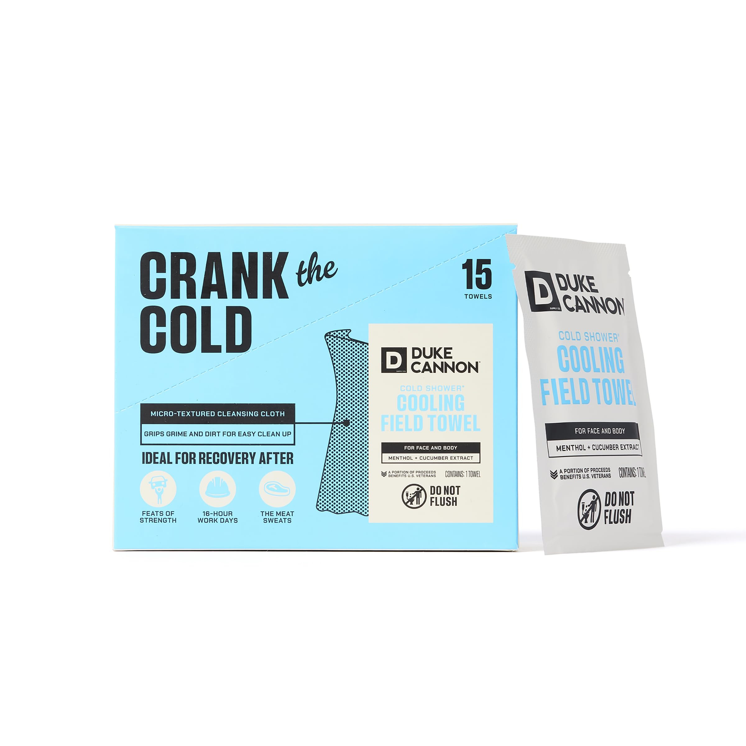 Duke Cannon Cold Shower Cooling Field Towels – 15 Individually Wrapped Towels, Menthol & Aloe I... | Amazon (US)