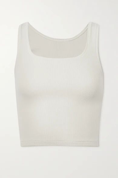 SKIMS - Ribbed Cotton-blend Jersey Tank - Soot | NET-A-PORTER (US)