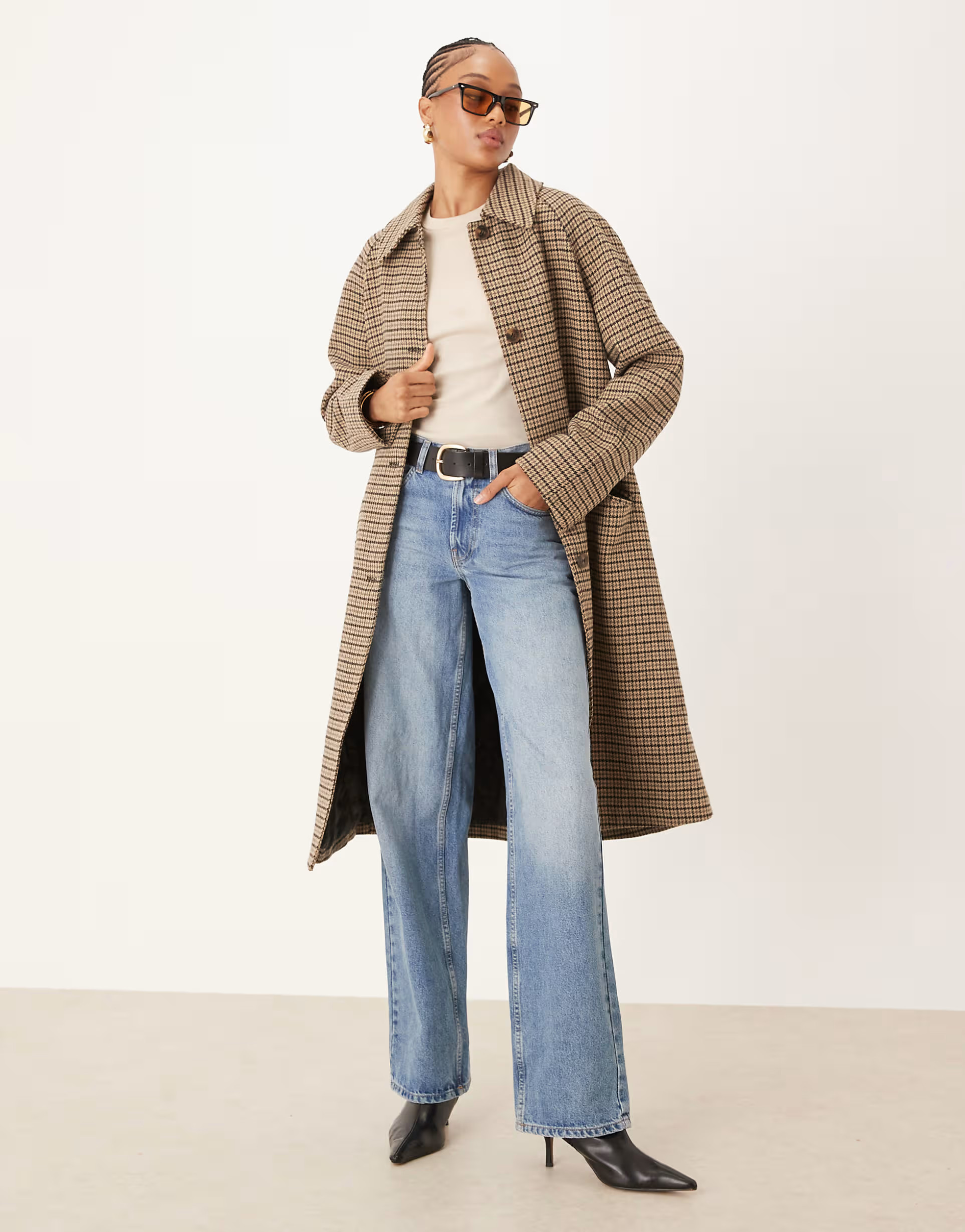 ASOS DESIGN Tall quilted liner mid length coat in heritage plaid | ASOS (Global)
