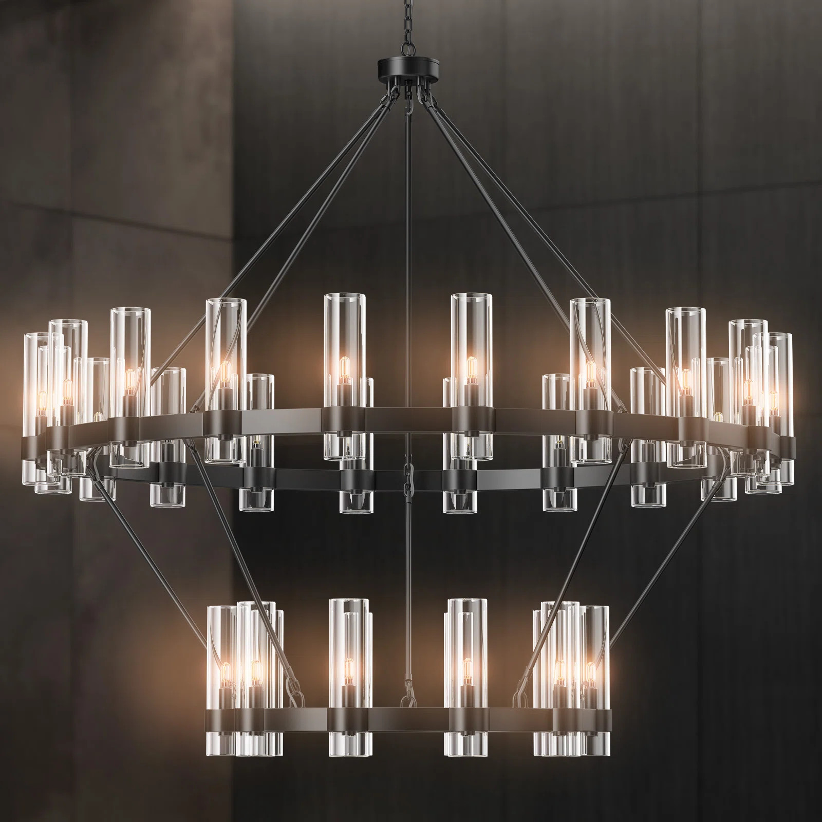 Everly Quinn Moeshia 30 - Light 60" Dual Layer LED Wagon Wheel Chandelier & Reviews | Wayfair | Wayfair North America