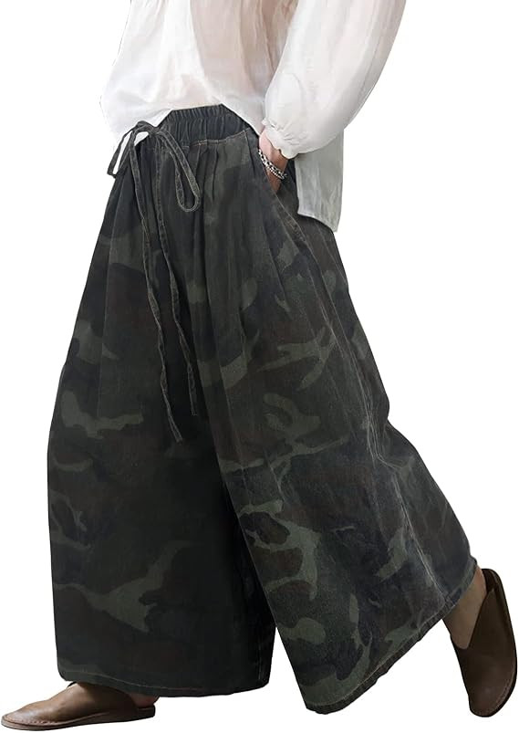 UQJE Women's Wide Leg Baggy Jeans Plus Size Loose Elastic Waist Denim Pants with Deep Pockets Lig... | Amazon (US)