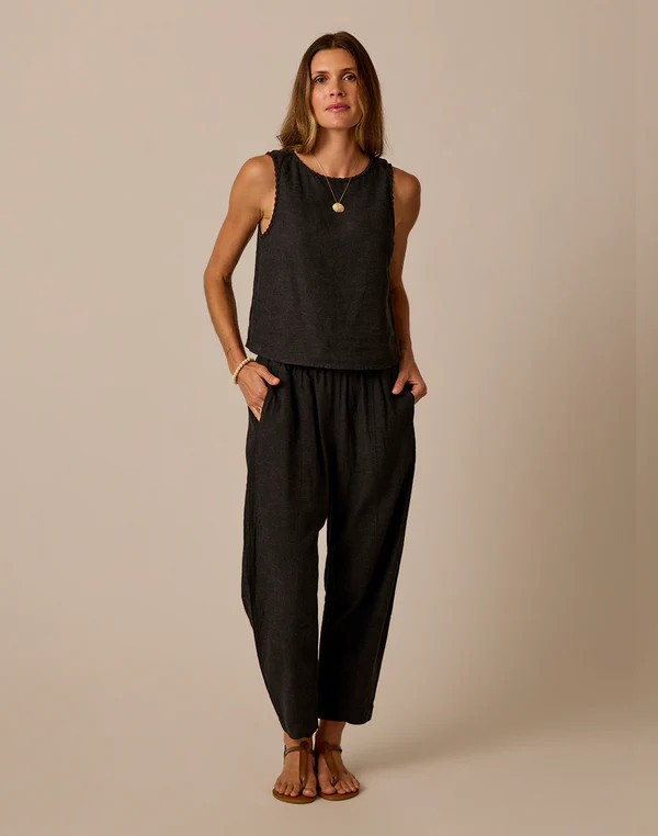Freya Linen Pant: Black Chambray | Carve Designs