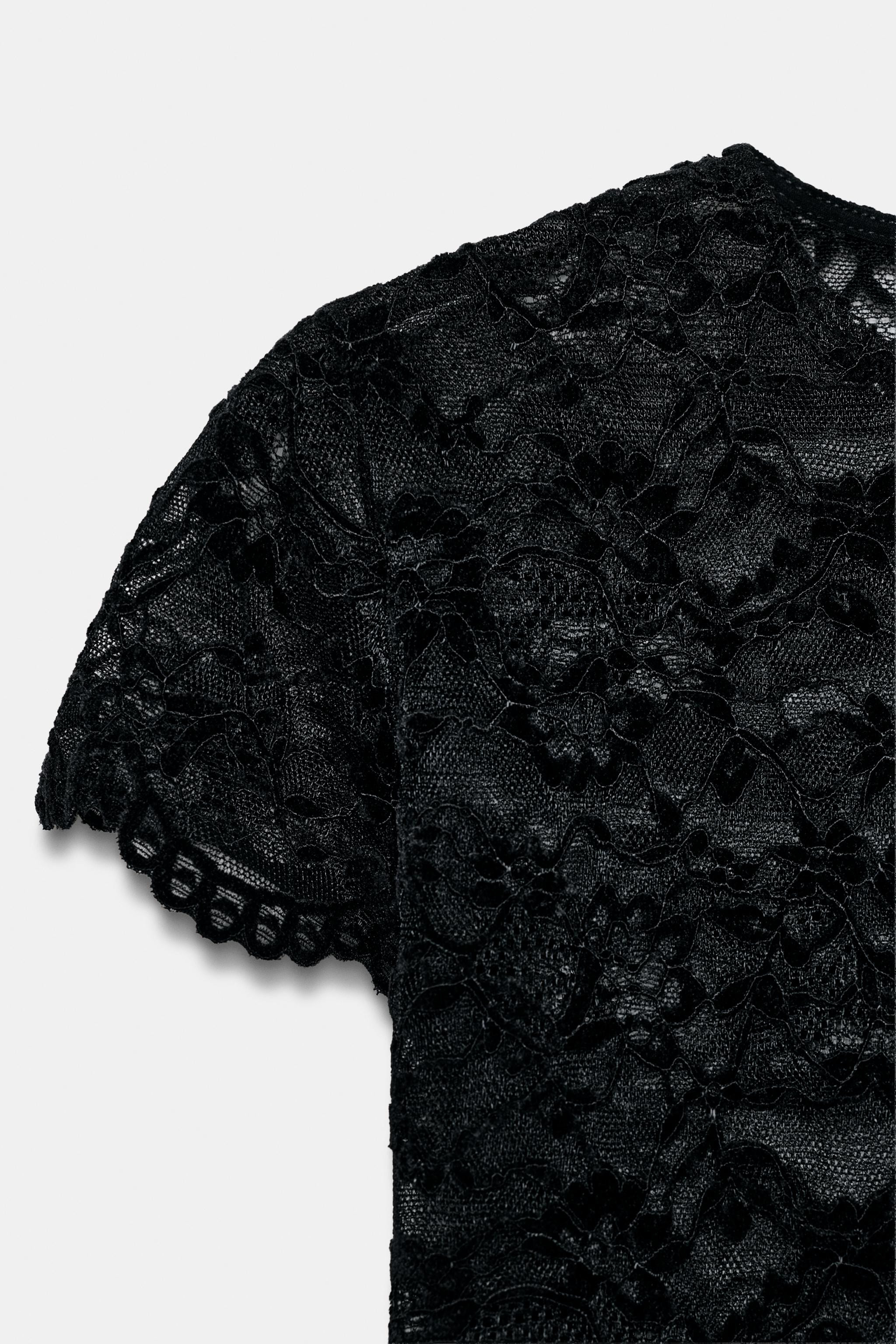 SHORT SLEEVE LACE T-SHIRT | Zara UK