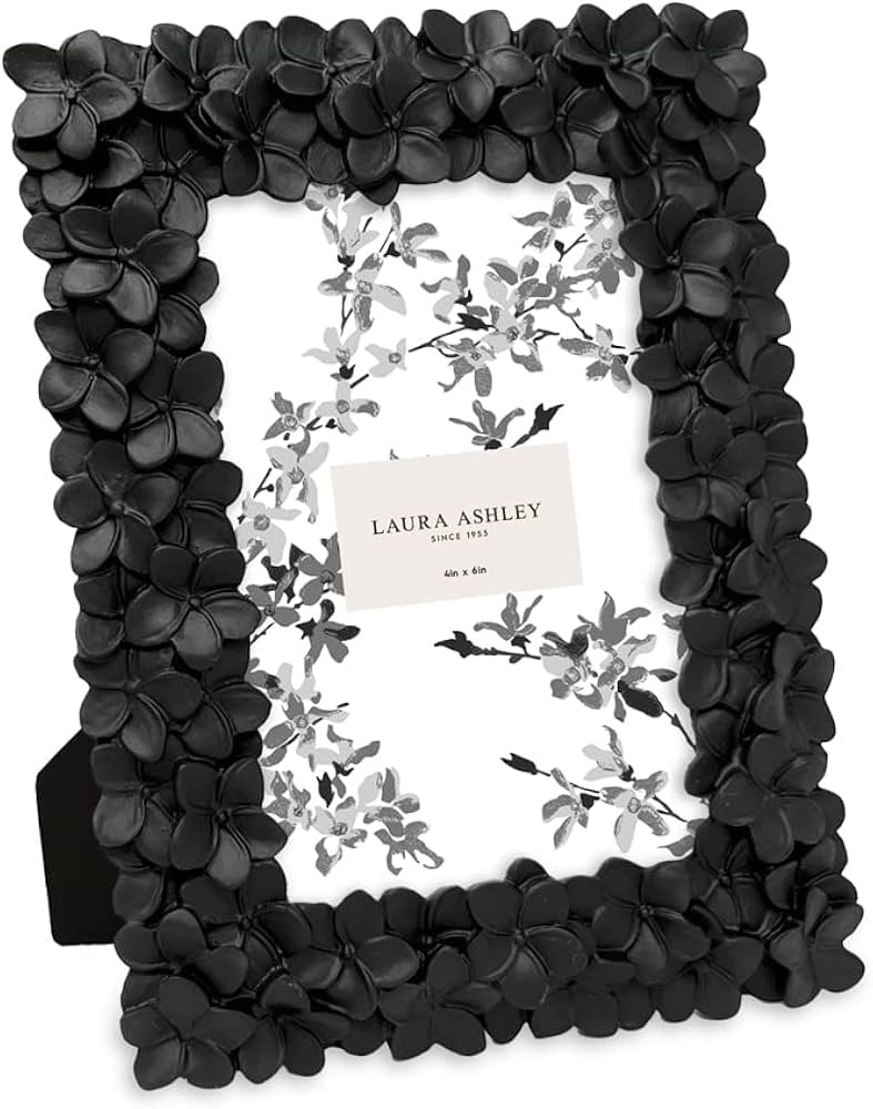 Laura Ashley 4x6 Black Flower Textured Hand-Crafted Picture Frame w/Easel | Amazon (US)