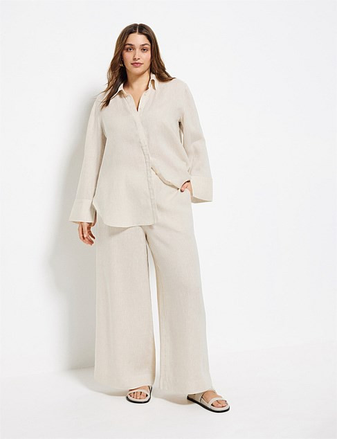 Commonry Flat Front Linen Pant | David Jones | David Jones (Australia & New Zealand)