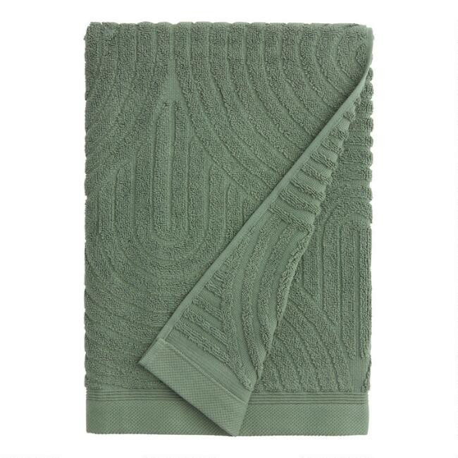 Laurel Wreath Green Sculpted Arches Bath Towel | World Market