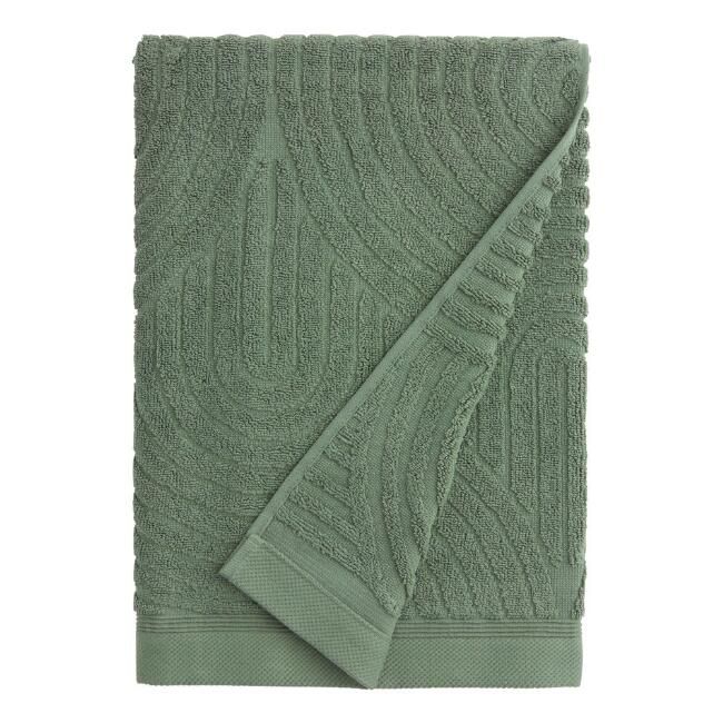 Laurel Wreath Green Sculpted Arches Bath Towel | World Market