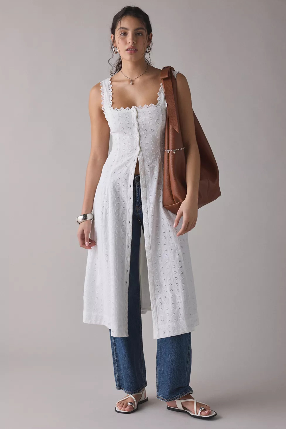 Kimchi Blue Mariana Eyelet Lace Button-Front Midi Dress | Urban Outfitters (US and RoW)