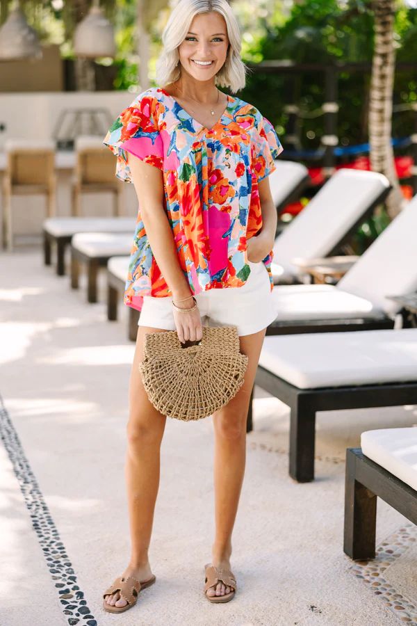 Take Your Joy Pink Abstract Blouse | The Mint Julep Boutique