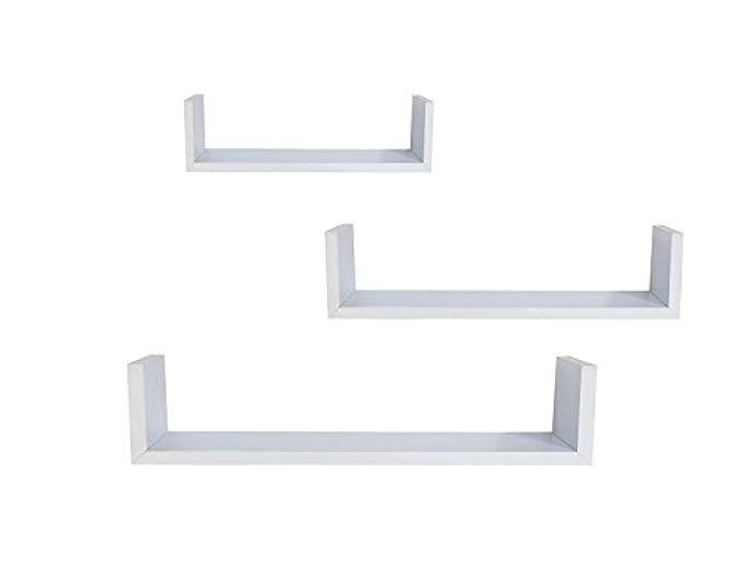 EWEI'S Homewares 3 Floating U Shelves - White | Amazon (US)