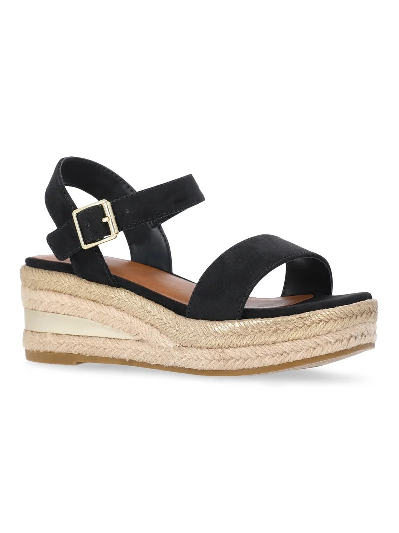 Wonder Nation Girls Buckle Texture Wedges | Walmart (US)