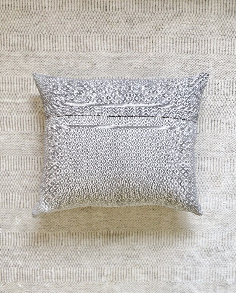 20x24 embroidered Vintage Pillow Case Grey Textile Wedding blanket Designer | Etsy (US)