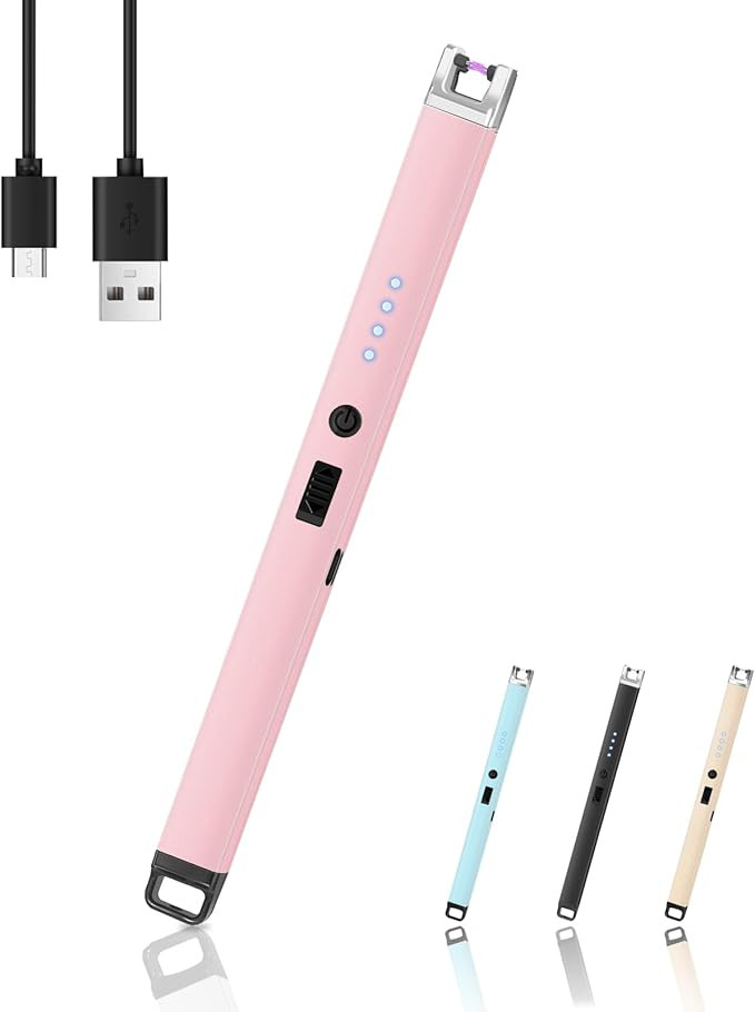 Candle Lighter, Flameless Windproof Electric Lighter with Safety Lock & LED Power Display, Arc Ty... | Amazon (US)