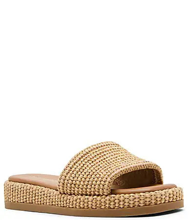 Steve Madden Boardwalk Raffia Platform Slide Sandals - 9.5 | Dillard's
