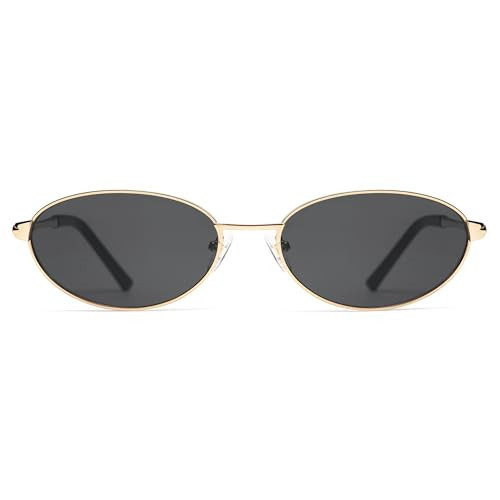 Appassal Retro Oval Sunglasses for Women Mens with Spring Hinge Sunnies AP3696, Gold/Grey | Amazon (US)