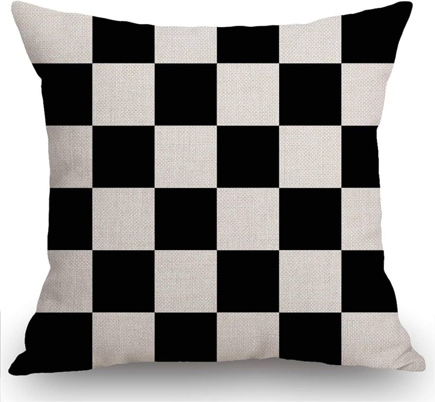 Swono Black and White Art Design Checkered Rustic Farmhouse Style Decorative Throw Pillow Cover C... | Amazon (CA)