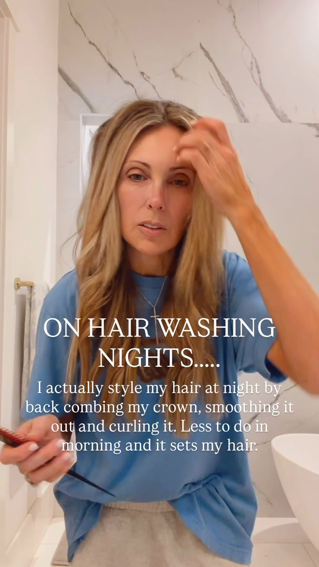 Hair styling process...

1. I wash my hair about twice a week. (I'm not a sweater.)

2. After blowing it out, I actually curl my hair to set it. I use Oribe's Scalp Densifying Treatment before I blow it out. Adds volume and thickness. 

3. Before I do the top, I'll back comb the crown, use a smoothing brush to smooth out the top then curl it. 

4. Spray and let cool.... then brush out curls. 

5. Add a little texture spray. 

I know it sounds crazy to curl hair at night following hair drying but it does help with time in the morning and kind of "trains" the hair. 



#LTKBeauty #LTKmomlife #LTKgrwm