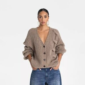 KBB by KAHLANA Target Women's L Large The Cable Mix Cardi Tan Cardigan Sweater | Poshmark
