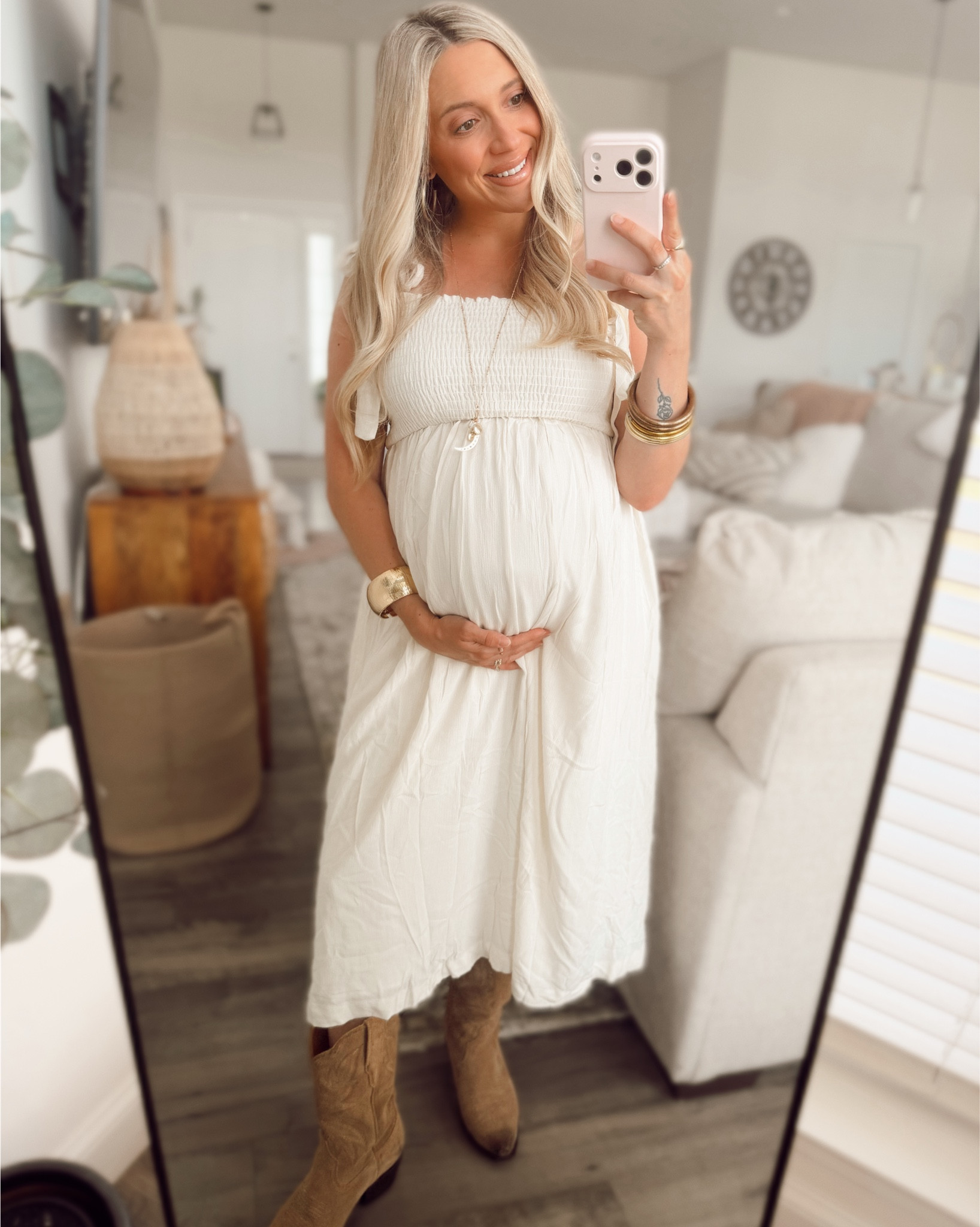 every girl needs a go-to cream/white maxi 🤍✨ this one is SO flattering, bump-friendly, and perfect for spring + summer events 🌿☀️ wearing a size small!

flowy, comfy, and easy to dress up or down — the kind of piece you’ll reach for pregnant or not 🤍 

#LTKStyle #LTKbump #MaternityFashion #BumpStyle #PregnancyOutfits #SpringStyle #SummerStyle #NeutralStyle #MaxiDress #BumpFriendlyFashion

#LTKgrwm #LTKBaby #LTKBump