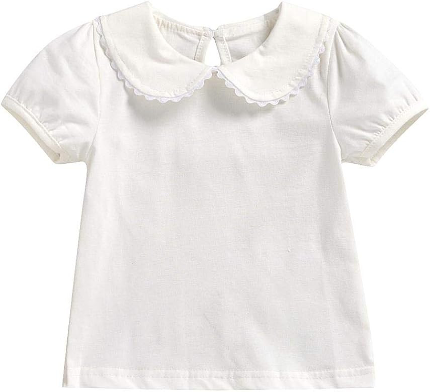 MODNTOGA Kids Girls Basic Shirt Long Sleeve 3 Solid Color Doll Collar Tops Blouse | Amazon (US)
