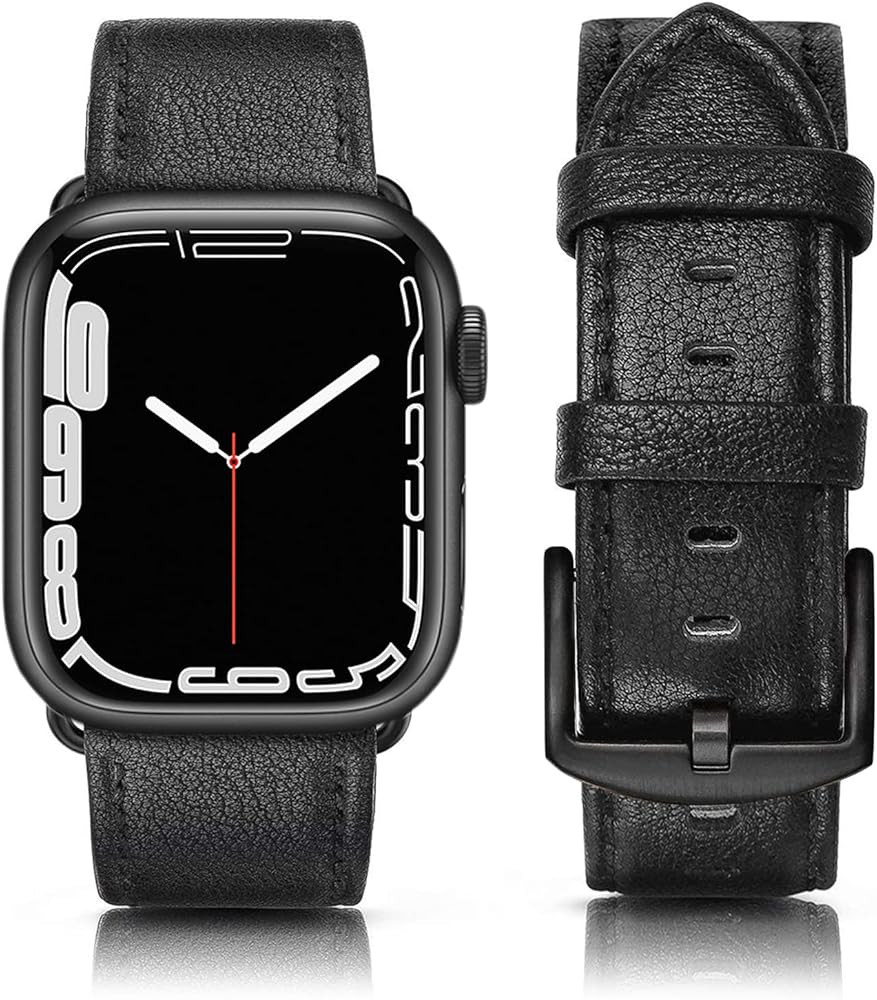 Leather Band Compatible with Apple Watch Bands 46mm 45mm 44mm 42mm (Series 1/2/3) Men Women, Vint... | Amazon (US)