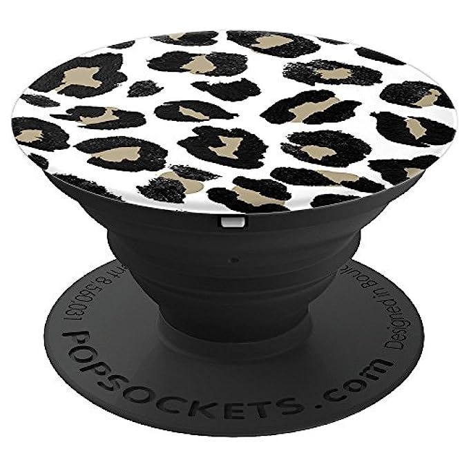 White Leopard Animal Print Pattern Pretty Glam Cheetah - PopSockets Grip and Stand for Phones and Ta | Amazon (US)