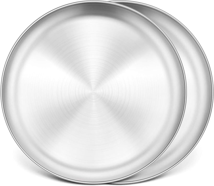 P&P CHEF Pizza Pan Set of 2, Stainless Steel Pizza Tray, Round Pizza Plate For Pie Cookie Pizza C... | Amazon (US)