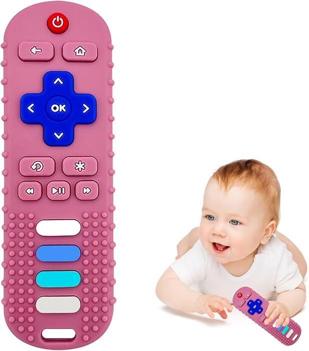 Baby Teething Toys, Food Grade Silicone Teether for Babies 3 6 12 18 Months, TV Remote Shape Todd... | Amazon (US)