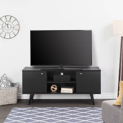 Mid-Century Modern TV Stand for TVs up to 65" Black - Prepac | Target