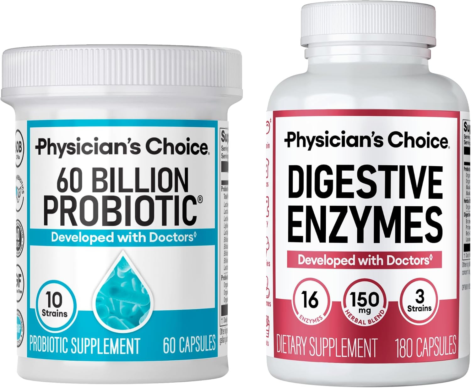 Physician's CHOICE Advanced Gut Health Bundle: 60 Billion Probiotics 60ct + Digestive Enzymes 180... | Amazon (US)