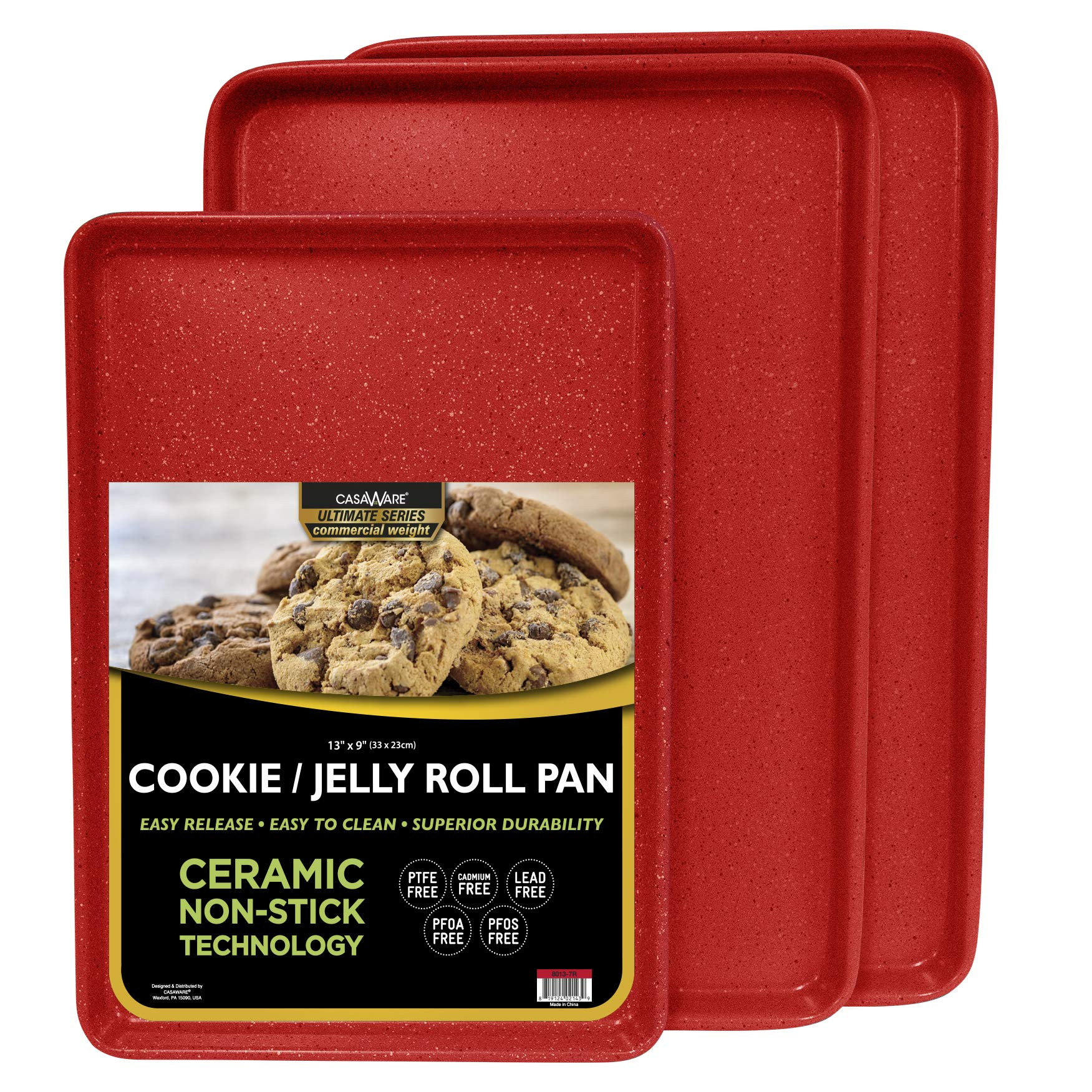 casaWare 3pc Ultimate Commercial Weight Cookie Sheet Set, Two 15 x 10-Inch Pans, One 13 x 9-Inch-... | Amazon (US)