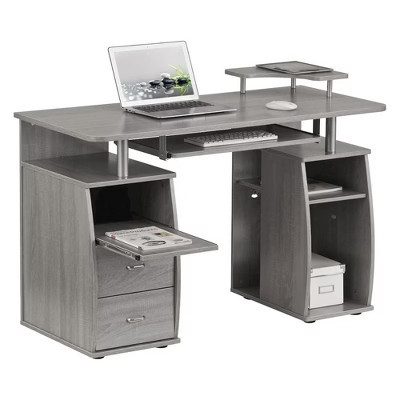 Gray Office Desk with Storage, Writing Wood Desk with 2 Drawers, Shelves | Target