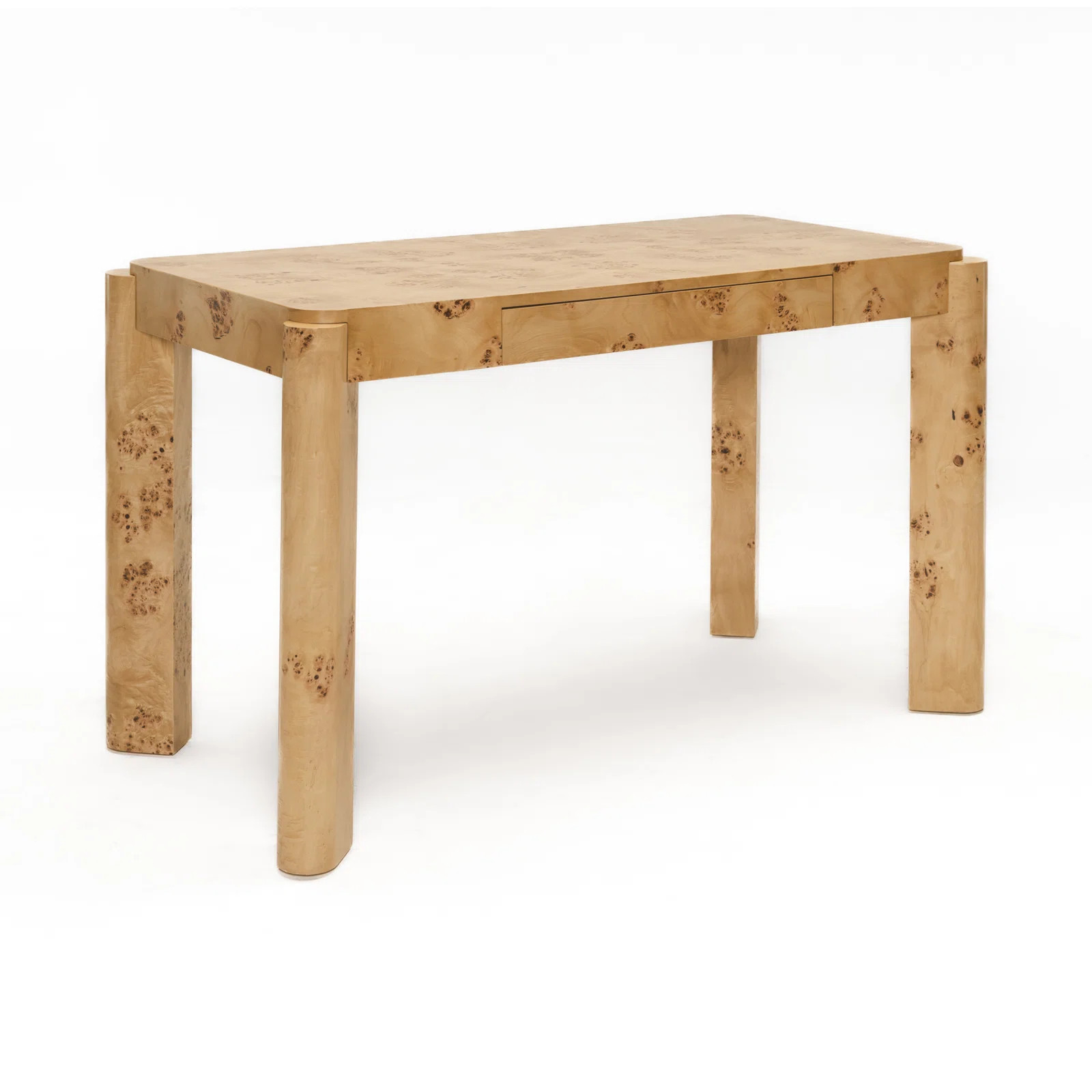 Loon Peak® Loon Peak Jakus 49'' Maple Burl Desk Modern Vanity Table with Storage Drawers in Luxu... | Wayfair North America