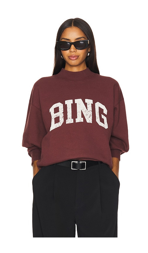 ANINE BING Bradie Bing Sweatshirt in Burgundy. - size S | Revolve Clothing (Global)
